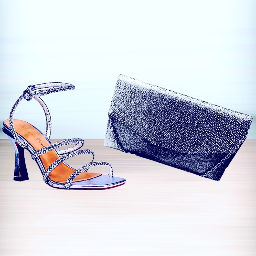 Alma En Peña Silver Rhinestone Sandals-Menbure Evening and  Hand-pack NWT Italy - Picture 4 of 12